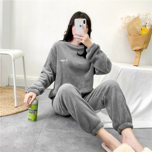 따뜻한 양복 산호 양털 커플 잠옷