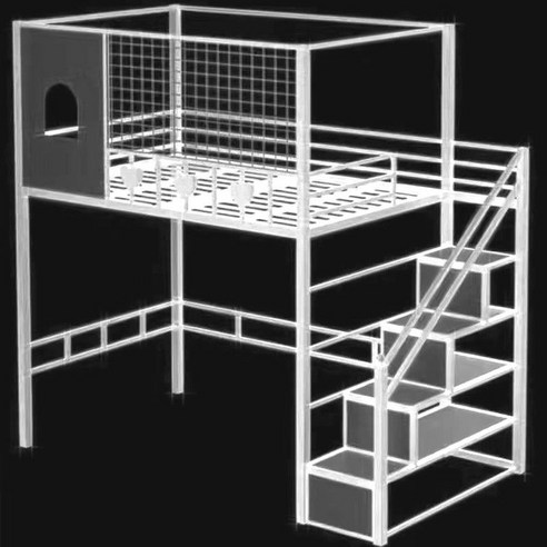 벙커침대 단단한 원룸 수납 2층 이층침대 철제 성인, 블랙오른쪽사다리/맞춤형