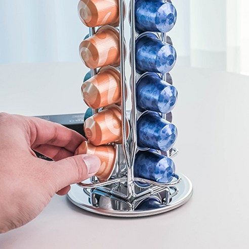 네스프레소 애호가의 꿈을 실현하는 회전식 커피 캡슐 보관함