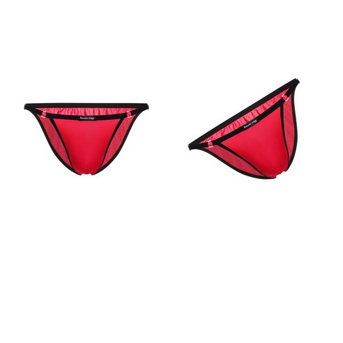 FCSHOP 2X 망 얼음 실크 낮은 상승 팬티 속옷 문자열 비키니 조정 가능한 빨간색