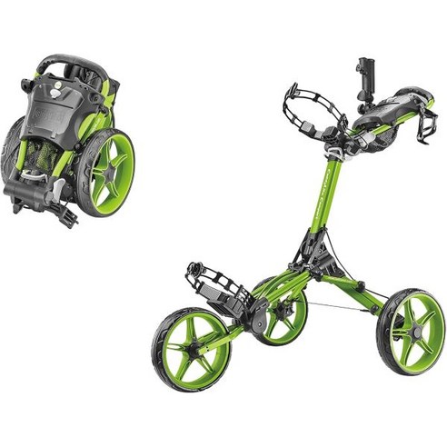 Caddytek Caddylite Compact 3 Wheel Golf Push Cart 원클릭 폴딩 디자인 최소 접힌 발자국 32인치 와이드 휠베이스 편리한 핸드브레이크 포함, Lime