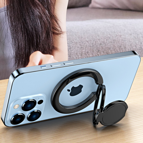 위올하우스 맥세이프 핸드폰 거치대 그립톡 단면자석 Z-ring 제트링, 1개, 블랙