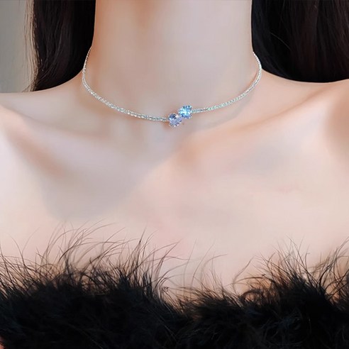 여성 밸리 연말 파티 모임 공연 큐빅 뱅글 초커 목걸이 A681