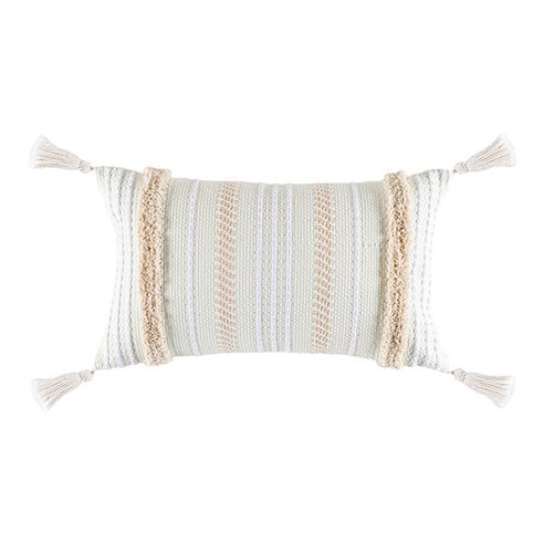 WJSHOP Boho 술면 짠 쿠션 커버와 술 방석 커버, 하얀, 면