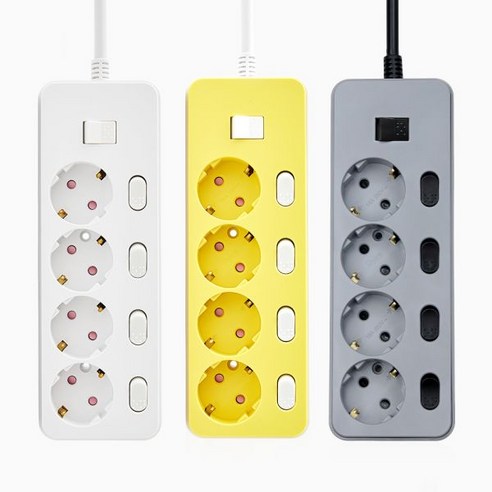아이정 멀티탭 개별 스위치 4구 1M 과부하차단, 짧은 선 절전 3구 50cm 화이트 1개