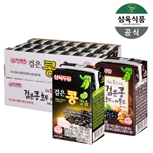 삼육두유 검은콩호두앤아몬드 140ml 24팩+검은콩칼슘 140ml 24팩, 48개