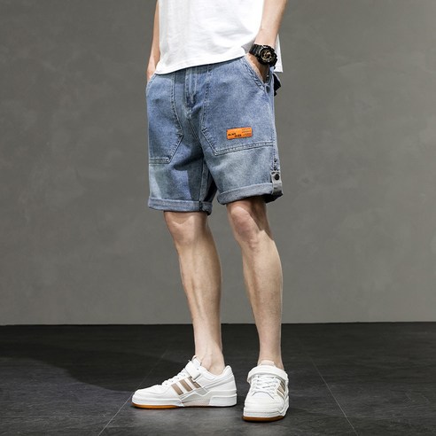 DIRUN 트렌드세터 패션 진 데님 반바지 남성 아우터 느슨한 5 점 바지 남성 조수 브랜드 ins2021 새로운 여름 캐주얼 바지 조수