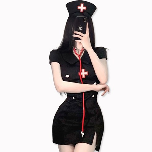 핑크셀럽 여성 할로윈 코스튬 간호사 제복 코스프레 의상 NS07
