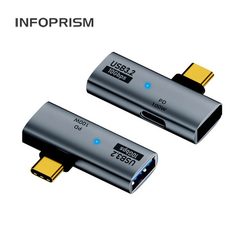 INFOPRISM / USB 3.2 C타입 A타입 90도 각도 변환 젠더 (OTG/PD 겸용) IA-931, 2개, 그레이, 38mm