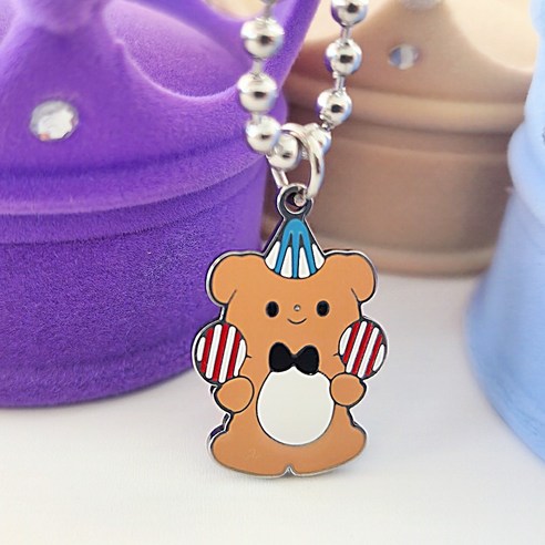 [당일발송+케이스증정] 샤이니유 서커스곰돌이 미아방지목걸이 써지컬스틸, 기본체인, 1단계, 영어필체