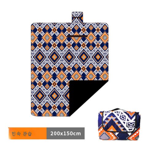 DFMWI.피크닉 매트.Picnic mat.--피크닉 매트 야외 봄나들이 평 캠핑 야취 매트 두꺼운 휴대용 전원포 방수 텐트 방습 매트, 민족스타일200*150Cm