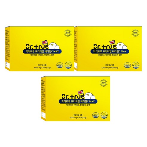 DrTrue 프리미엄 DSM 비타민C MAX 고함량 비타민씨 분말 비타민B2 판토텐산 셀렌 60p, 3개, 60회분