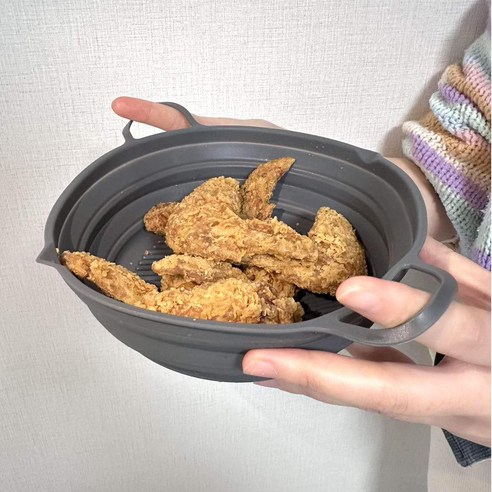 실리콘 에어프라이어 용기 접이식 오븐 전자레인지 용기, 6개, 그레이