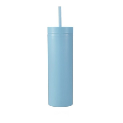 16oz 더블 AS 플라스틱 스트레이트 컵 다색 스크럽 음료 물컵, 연한 남색 I, 501-600ml