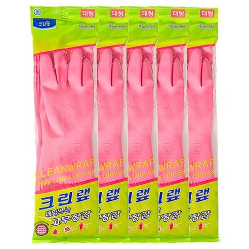 크린랲 매일쓰는 고무장갑 양손 세트, 대(L), 15세트, 핑크