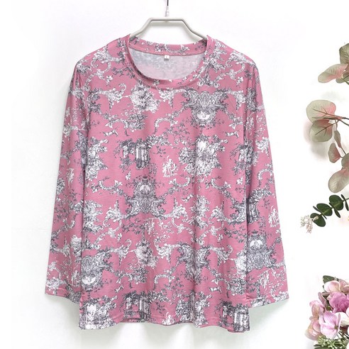 국민할매 국내생산 할머니옷 봄 여름 심플 크라운 8부 라운드 티셔츠[KH-K41] 요양원옷