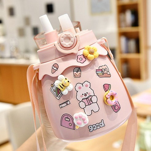 [LM] Kawaii 점보 파스텔 스티커 보온병 스테인레스 스틸 보온병 타임 마커 선물, {"크기":"800ml"}, Pink C