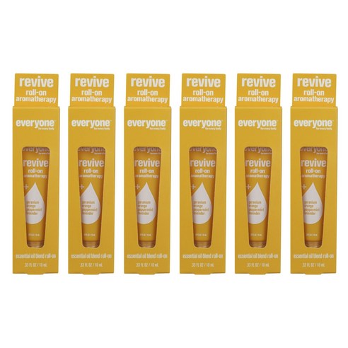 에브리원 아로마테라피 에센셜 오일 블렌드 롤-온 리바이브, 6개, 10ml