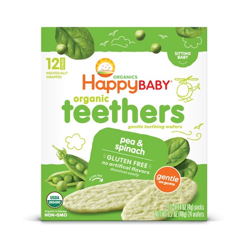 Happy Baby 티서스 와퍼 48g, 완두콩 & 시금치, 1개