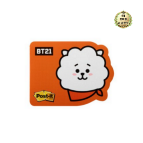 쓰리엠 포스트잇 강한점착용 모양노트 654 BT21, RJ, 5개입