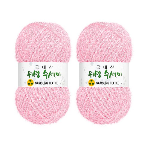 울클럽 사각 웨이브 수세미 DIY 위생수세미실 80g 2볼세트(총 160g), 2개, 705 소프트핑크