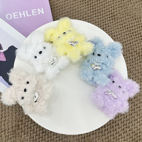 롭다 모루공예 모루인형 키링 만들기 DIY 키트, 유니크(곰or토끼) 옐로우, 1개