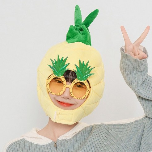 말랑마쥬 킹받는 우정 파티모자 할로윈 인생네컷 소품, 1개, 파인애플