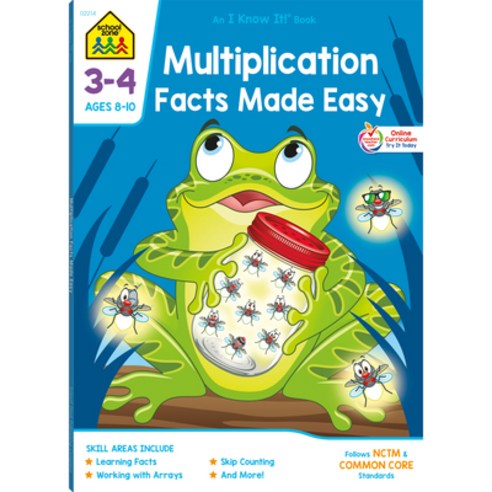 (영문도서) School Zone Multiplication Facts Made Easy Grades 3-4 Workbook Paperback, English, 9781589473287