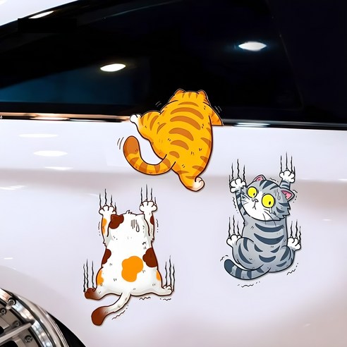 머니마니 탈출 고양이 차량용 흠집 제거 큐티 귀여운 스티커 DIY 세트, 1개