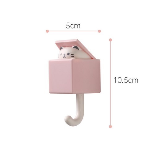 창조적 인 프로브 고양이 후크 강한 원활한 펀치 프리 스티커 후크 귀여운 기숙사 침실 도어 백 옷 후크, 핑크 고양이