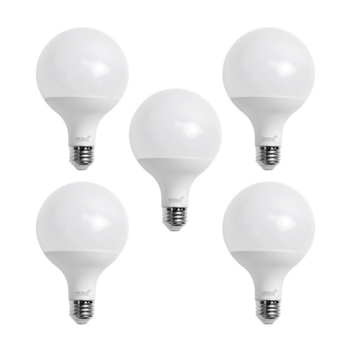 번개표 LED 볼전구 전구 램프 12W (5개입), 롱타입 주광색, 1개