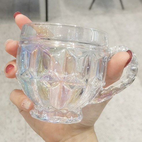 DFMEI 프렌치 앰버 글라스 컵 빈티지 벨트 손잡이 인스톰 워터 컵 커피 머그 컵, DFMEI 프랑스어 다채로운 Cup-200Ml