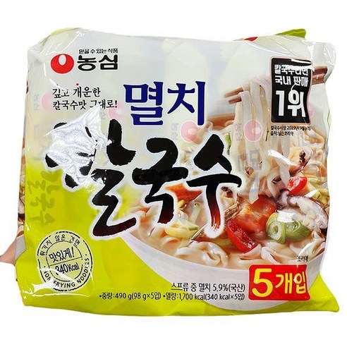 농심 [농심] 멸치 칼국수(98g5입) 490g x 2개, 98g, 10개