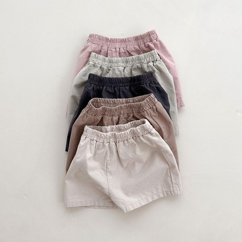 아이들의 여름철 옷장에 필수품인 베이비 키즈 밴딩 린넨 반바지