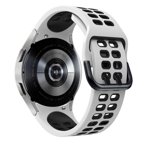 삼성 갤럭시 시계 4 클래식 46mm 42mm / 44mm 42mm 실리콘 스포츠 밴드, White Black, galaxy watch 4 44mm