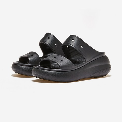 [국내매장판] CROCS 크러쉬 샌들 블랙 207670-001 여성 샌들