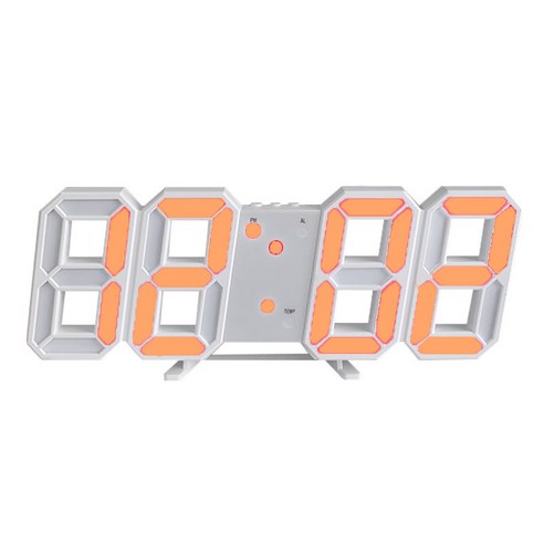 볼파스 무소음 3D LED 인테리어 감성시계, 화이트오렌지