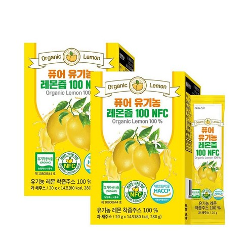 퓨어 유기농 레몬즙 100 NFC 스페인산, 2개, 280g