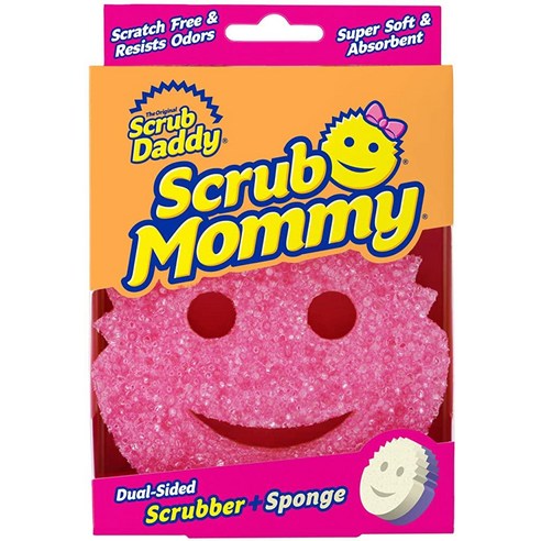 Scrub Daddy 양면 스폰지 및 스크러버 – 엄마 스크럽 – 접시 및 가정용 긁힘 방지 스폰지 따뜻한 물에서 부드러움 차가운 물에서 단단함 냄새 방지 (1개 (1팩)), 1개 스크럽대디 Best Top5