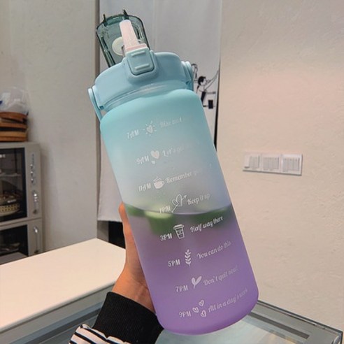 ANIASAI 여름 대용량 큐티 빨대 주전자 휴대용 플라스틱 컵 아이디어 물컵, 색깔8_2L   64OZ