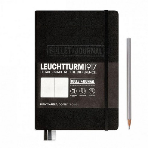 LEUCHTTURM1917 - 공식 불렛 저널 미디엄 A5 하드커버 도트 노트 (블랙) 240 번호가 매겨진 페이지221131, 에메랄드, 에메랄드