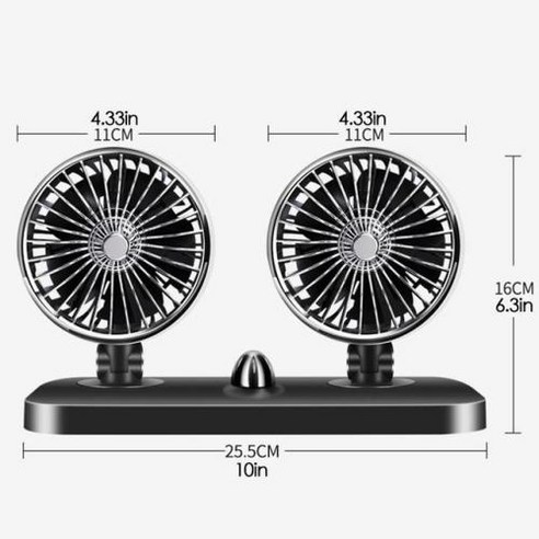 차량용 USB 선풍기 자동 180 도 회전 냉각 선풍기 충전식 무소음 다각도 전기 자동차 액세서리용 12-24V, 12V, 1) 12V 날개없는선풍기