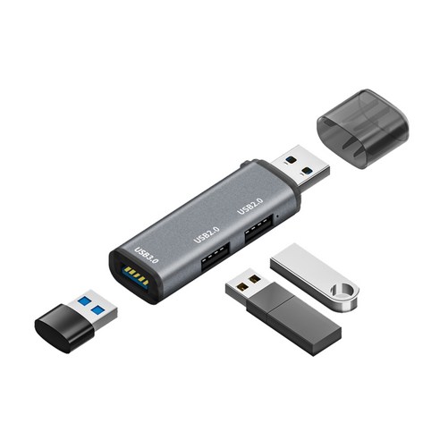 고속 허브 어댑터 USB 허브 멀티 USB 3.0 3 포트 스플리터 연결 USB 카드 리더 U 디스크 하드 드라이브 마우스 키보드, 회색