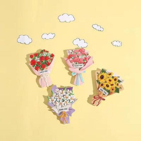 뉴 해바라기 카네이션 백합꽃 장미 냉장고 스티커 자석 냉장고 스티커, 로즈 _해바라기 _백합 _카네이션 4