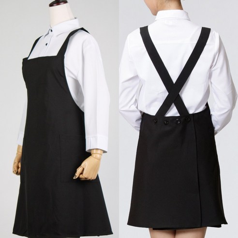 일상을 예술로 승화시키는 마법, X형 버튼 앞치마 블랙을 만나다 앞치마원피스