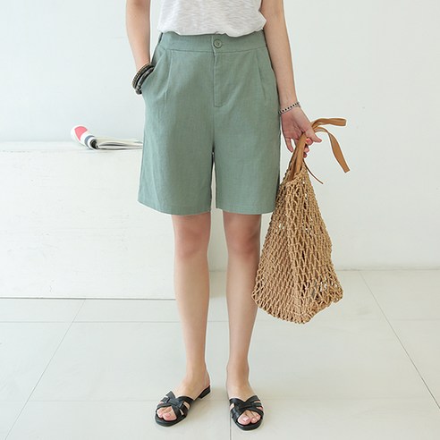 데일리앤 루어 여자 린넨 5부 밴딩 반바지