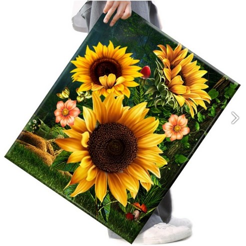 FASEN 액자 보석십자수 캔버스형 DIY 키트 40 x 50 cm, 1세트, FAN66.해바라기 부케