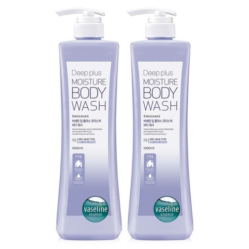 바세린 딥플러스 모이스처 바디워시 1000ml, 2개, 1L