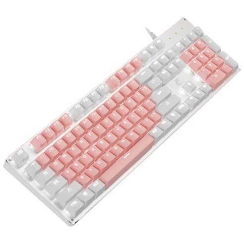 실제 기계 키보드 백라이트 RGB LED 게임 키보드 104 키 유선 USB 녹색 축 기계 키보드 게임 핑크, 하나, 보여진 바와 같이