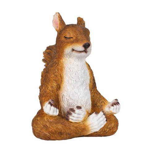 명상 다람쥐 동상 조각품 현대 테이블 디스플레이 바, 갈색, 수지